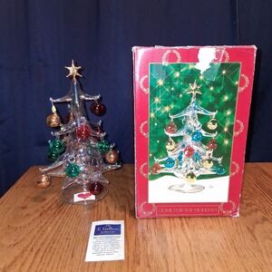 Vtg 90s Home For The Holidays Handblown Art Glass Christmas Tree Iridescent GVC